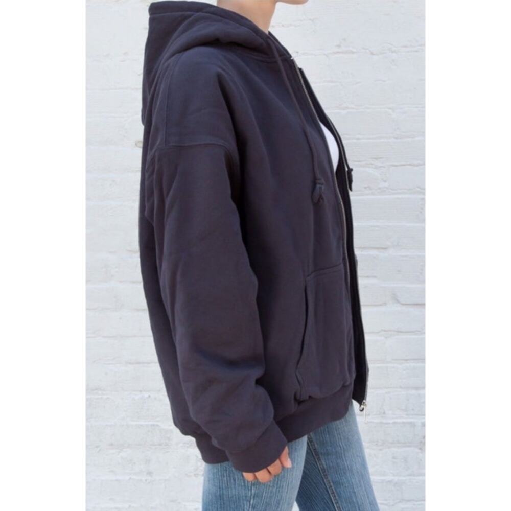 Brandy Melville Womens Blue Oversized Christy Plaid Hoodie Size Large XL NEW - Picture 15 of 16